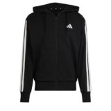 adidas Homme Essential Three Stripes French Terry Fullzip Hoodie, Black/White, XS