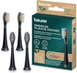 Beurer SC Plaque Eraser – 4 Testine di Ricambio per Spazzolini Elettrici Sonici, Compatibili con Philips Sonicare (escl. One & Kids), Setole da Fonti Rinnovabili, Durezza Media Rimuovi Placca