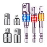 7 pz. Punta per Trapano Con Codolo Adattatore Esagonale 1/4″ 3/8″ 1/2″ + Adattatore Chiave a Bussola 1/4″ 3/8″ 1/2″ Acciaio di Alta Qualità per Trapano Avvitatore