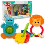 Primì – Sonagli Neonato, Set 3 Pezzi Aminali E Chiavi, Giochi Bambini Primi Mesi, Colori A Contrasto, Stimolano Coordinazione, Sensorialità, Dentizione, Bambini 3-12 Mesi