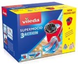 Vileda SuperMocio Box, Sistema Lavapavimenti, Set con Strizzatore, 2 Fiocchi Microfibra & Power, 1 Fiocco 3Action, Manico 3 Pezzi, ‎Rosso