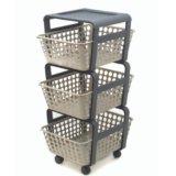 Ecoplast | Carrello con Ruote Portatutto Modula, Carrello Portaoggetti a Tre Piani, Portata Massima 9 kg, Tortora, 41,5x29x75, Made in Italy