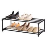 XIANGLV Scarpiera Organizer a 2 Strati, Capacità 6 Paia Di Scarpe, Design Antiruggine, Ldeale Per Dormitori, Case Di Noleggio e Balconi, Lmpilabile Scarpiera Risparmiare lo Spazio L60*P18*A28