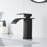 Dolinvo Rubinetto a Cascata Bagno Nero, Miscelatore Lavabo Freddo e Caldo Monocomando in Acciaio Inox