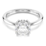 Swarovski Anello cocktail Stilla, Taglio Round, Bianco, Placcato color argento