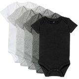 Honestbaby Organic Cotton Short Sleeve Bodysuits Multi Pack, 5 Pack Gray Ombre, 12 Months