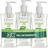 Omia Gel Detergente Viso Eco Bio Aloe Vera del Salento, Struccante Idratante ed Equilibrante per Pelli Normali e Miste, Dermatologicamente Testato, Confezione da 3 Pezzi, Flaconi da 200 ml