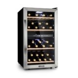KLARSTEIN Cantinetta Vino, Cantinetta Vino Refrigerata a Zona Doppia per Interno/Esterni, Frigo Bar, Cantina Vino con Vetrina, Mini Bar con Protezione UV, Frigo Vino Touch, 5-18°C, 45 Bottiglie
