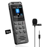 48GB Registratore Vocale Professionale, Volorful 70 Ore 1,44″ Registratore Audio con Microfono Esterno, Attivazione Vocale, USB-C Registratori Vocali Digitale Portatile per Lezioni Riunioni Classe