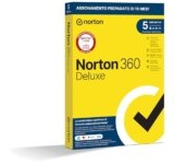 Norton 360 Deluxe 2026, Antivirus 5 dispositivi, 15 mesi rinnovo automatico, prodotto fisico