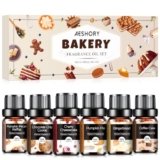 AESHORY Set di Oli Essenziali Aroma di Panetteria 6 x 10ML, Olio Essenziale per Diffusori, SPA, Fabbricazione di Candele – Pan di Zenzero, Torta di Zucca, Cheesecake alla Ciliegia, Torta al Caffè