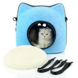 Barviana Cat Cave Bed for Indoor Cats – Felt Covered Hideaway with Cushion, Foldable Enclosed Pet House, Portable Cozy Cave Bed for Medium & Large Cats (Blue)