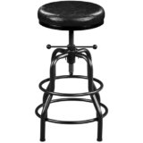 Yaheetech Sgabello Bar Alto Altezza Regolabile 54,5 a 71,5 cm Imbottiti in Similpelle e Metallo Vintage Industriale per Cucina Penisola con Poggiapiedi 136kg Montato Nero
