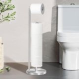 Toilet Paper Holder Stand, Bathroom Toilet Paper Roll Holder Stand with Reserve, Stainless Steel Toilet Paper Roll Holder Stand, Multifunctional Rust-Proof Toilet Paper Holder Stand-Silver