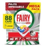 Fairy Platinum Detersivo Pastiglie Lavastoviglie Plus, Brillantante, 88 Capsule, Limone, Tecnologia Anti-Opaco, Contro Il Grasso e le Incrostazioni Ostinate Anche Nei Cicli Brevi