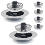 2 Pack Universal Kitchen Sink Drain Strainer Stopper, 3-in-1 Pop Up Sink Stopper with Stainless Steel Strainer Basket for Standard 3-1/2 Inch Kitchen Sink, Extra with 4 Metal Strainers