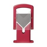 Hoan Bagel Guillotine Universal Slicer with Built-in Finger Safety Shield, Perfect for Bagels, Buns, and Muffins, Nonstick Blade, 9.25 Inch, Red