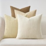 Topfinel Federe Cuscini Arredo Divano Copricuscini Soggiorno Federe Arredamento Casa Moderni Elegante Morbido Resistente in Velluto a Coste con la Cerniera Invisibile 4 Pezzi Beige Chiaro 50×50 CM
