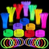 JOYIN 144 Pcs 8″ Glow sticks Bulk Party Favors Pack, New Years Eve Neon Glow in the Dark Party Supplies, Light Up Necklaces and Bracelets with Connectors, Christmas, Football, Birthday Decorations