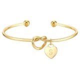 ZOERAY Bracciale Donna Argento 925 Oro con Nodo d’Amore 18K Dorato Bracciale per Amicizia Coppia con Lettere Pendente Cuore Bracciali Personalizzato Braccialetto Bambina Ragazza Gioielli Regalo
