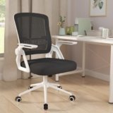 naspaluro Sedia da Ufficio Scrivania Ergonomica, Con Braccioli Pieghevoli, Altezza Regolabile, Seduta e Schienale in Rete Respirante, Girevole con Ruote, Funzione Oscillante Bianco