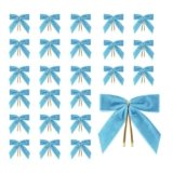 24 Pcs 3.5″ Blue Velvet Bows for Christmas Tree with Gold Twist Ties, Small Premade Bows for Tree, Wreaths, Gift Wrapping, Baskets, Weddings, Showers, Holiday DIY Crafts (Blue)