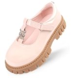 Wulubaba Dress Shoes for Girls, Toddler Mary Jane Shoes with T-Strap Buckle, Comfortable Flats for Party, School,Wedding