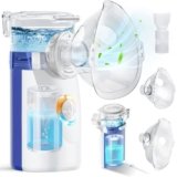 Aerosol Portatile Silenzioso, Wholede Macchina Aerosol per Adulti e Bambini, Aerosol Ultrasuoni con 2 Maschere E Boccaglio, 2 Modalità Regolabili, USB-C Ricaricabile(Blu)