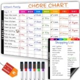 Magnetic Chore Chart Dry Erase Whiteboard Set – Pocket Charts for Multiple Kids, Teens & Adults (15″x 11.5″), Daily to-Do, Grocery, Notes (9″x 7″) -Behavior Chart for Fridge & 6 Fine Tip Markers
