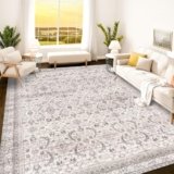 Istana Rugs 9×12 – Beige Grey/Light Cream Area Rug – Foldable Neutral Rug – Stain Resistant 9 x 12 Area Rugs for Living Room – Eco-Friendly 9 x 12 Area Rug Boho – Materials Area Rugs for Bedroom