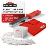 X-Protector Furniture Pads Preparation Set – Includes Metal File, Microfiber Cloth & 20 Cleaning Wipes – Furniture Surface Prep Kit for Easy Installation of Furniture Pads!