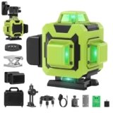 Livella Laser Autolivellante 360° – 16 Linee Verdi, 4×360°, Alta Visibilità, 2 Batterie, Telecomando e Kit Accessori, Ideale per Cartongesso e Pavimenti