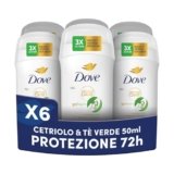 Dove Deodorante Stick Go Fresh Cetriolo e Tè Verde, Deodorante Antitraspirante, Protezione Fino a 72 Ore, con Pro-Ceramide Technology e Ingredienti Idratanti, Deodorante Uomo e Donna, 6 Pezzi da 50ml