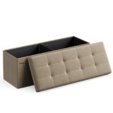 SONGMICS MAZIE Collezione – Cassapanca, Pouf Contenitore, Poggiapiedi Pieghevole da 38 x 110 x 38 cm, Ottomano, Portante 300 kg, per Soggiorno, Camera da Letto, Entrata, Marrone Cammello LSF077R01