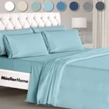 Mueller Ultratemp King Size Sheets Set, Super Soft 1800, 6 Piece, Deep Pocket up to 16″ Bed Sheets, Transfers Heat, Breathes Better, Hypoallergenic, Wrinkle, Aqua
