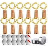 12 Luci per Bottiglie x 2m x 20 LED con 12 Batterie di Ricambio, 12 Stringhe Decorative con 20 LED per Natale e Feste (Bianco Caldo)
