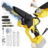 Cordless Mini Chainsaw Compatible with Dewalt 20V MAX Battery (NO Battery), 6 Inch & 8 Inch Small Electric Chainsaw Brushless, 2 x 6” Chains + 2 x 8” Chains, Auto Oiler, Handheld Pruning Chain Saw
