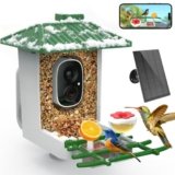 Smart Bird Feeder with Camera Solar Powered, 2K HD WiFi Live View Bird Feeders for Outdoors, AI Birds Recognition & Instant Alerts,Weatherproof Design – Best Gift for BirdLovers & Garden Birdwatching