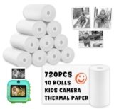 720Pcs Thermal Paper for Kids Camera Instant Print, 57x25mm Instant Print Paper, 10 Rolls Kids Camera Instant Print Paper Compatible with Most Instant Print Cameras for Kids(72 Pcs/Roll)