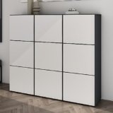 Mai & Mai Scarpiera Portascarpe 135x36x120cm, Porta Scarpe Armadio Scaffale Portascarpe 9 Ante + 18 Scomparti per Ingresso Soggiorno, Camera da Letto Schuhschrank02, Antracite opaco+Bianco opaco