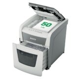 Leitz IQ Autofeed Small Office 50X P4 Distruggidocumenti Automatico a Taglio Incrociato, per 50 fogli, 20 litri – Bianco