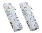 Medi Partners Copri Cintura di Sicurezza 2 Pezzi Auto Copricintura Bambini Car Cuscino 17x22cm 100% Cotone Minky Cinture Kids Copri Seggiolino Protezione (Cervo con grigio Minky)