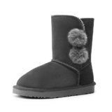 DREAM PAIRS Girls Boots Kids Boys Winter Snow Mid Calf Boots Faux Fur Lined FuzzyChic Kid’s Lolly for Little Kid/Big Kid,Size 10 Toddler,Grey