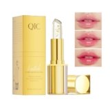 QIC Rossetto cambia colore PH, Burrocacao foglia d’oro trasparente, Cura delle labbra, burrocacao idratante, Color Changing Lipstick, PH Temperature Lip Balm