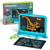 Discovery™ Deluxe Light Designer 6-In-1 Art Board – Includes 3D Glasses, 6 Washable Markers, Templates, 12 Light Modes| Kids Drawing Tablet, LED Scribble Doodle Electronic Drawing Pad Activity Toy Set