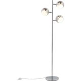 Kare Design Lampada da terra Calotta, argento, 51 cm altezza, 3 plafoni regolabili, sagoma slanciata, luce indiretta, per lettura, scrivania, soggiorno, stile minimalista