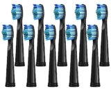 Testine di ricambio a setole morbide per spazzolino elettrico, compatibili con Fairywill D7, D8, FW507, FW508, FW551, FW2011, FW917, FW959, FW515, Seago SG E9, (nere, 10 pezzi)