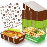 WorldBazaar Football Food Trays Football Party Supplies 60 Pcs Paper Snack Serving Trays Disposable Party Decorations Sports Party Favors