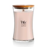 WoodWick candela profumata a clessidra grande con Pluswick InnovationVaniglia e sale marino