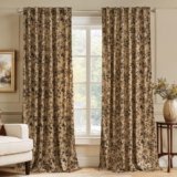 RYB HOME Mustard Yellow Floral Velvet Curtains 84 inches Long, Vintage Fall Curtains with Flower Pattern Thermal Insulated Privacy Protect Drapes for Bedroom Living Room, W50 x L84 inches, 2 Panels